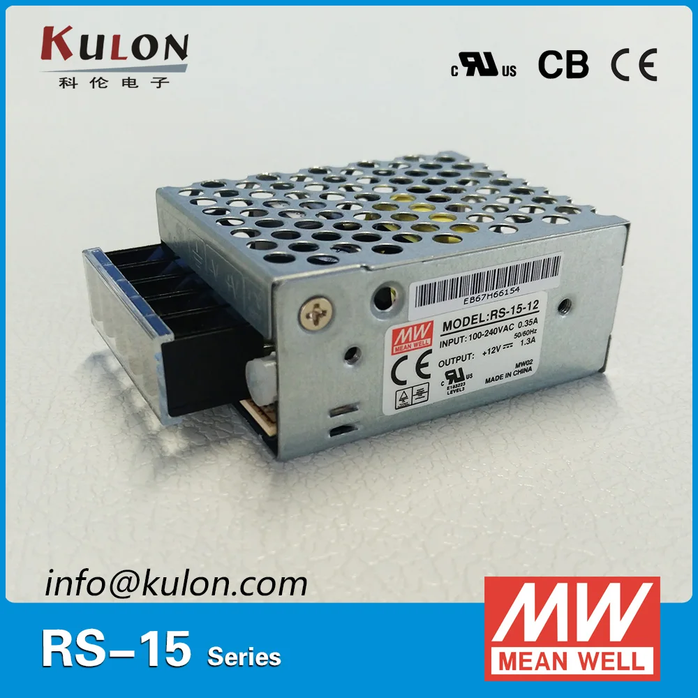 

Meanwell RS-15 15W 3.3V/3A 5V/3A 12V/1.3A 15V/1A 24V/0.625A 48VPower Supply CB UL CE Approved PSU 3 Years Warranty