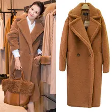 new Fashion Faux Fur Long Coat Women Lamb Fur Coats Autumn Winter Women's Clothing Warm Parkas Outerwear N844