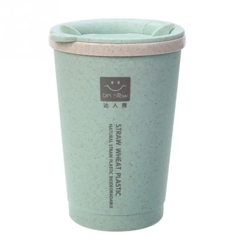 280 мл двухслойная изоляционная чашка из пшеничной соломы, Модная Портативная кружка для путешествий, непроливающаяся чашка, Офисная чашка для кофе, чая, воды#705 - Цвет: Зеленый