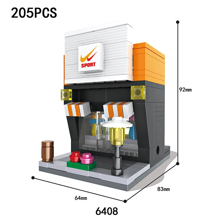 Строительные блоки мини-Модель "улица" магазин городской серии блоки детские фигурки игрушки развивающие кирпичные игрушки для детей рождественские подарки - Цвет: 205PCS NIK Store