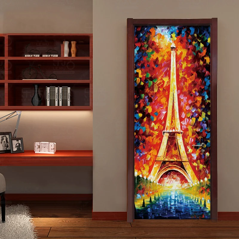

Photo Wallpaper Modern Abstract Art Eiffel Tower Oil Painting 3D Wall Mural Restaurant Cafe Living Room Door Sticker Home Decor