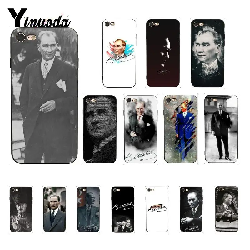 Yinuoda Турция Мустафа Kemal Ataturk ТПУ мягкий силиконовый черный чехол для iPhone 8 7 6 s плюс 5 5S SE XR X XS MAX Coque в виде ракушки