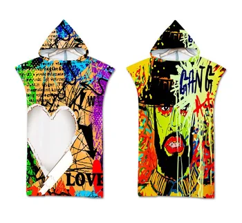 

Free shipping Novelty Gift Cool Pop Art Man Heart Pattern Adult Children Hooded Towel Swimming Pool Bath Beach Poncho Towel