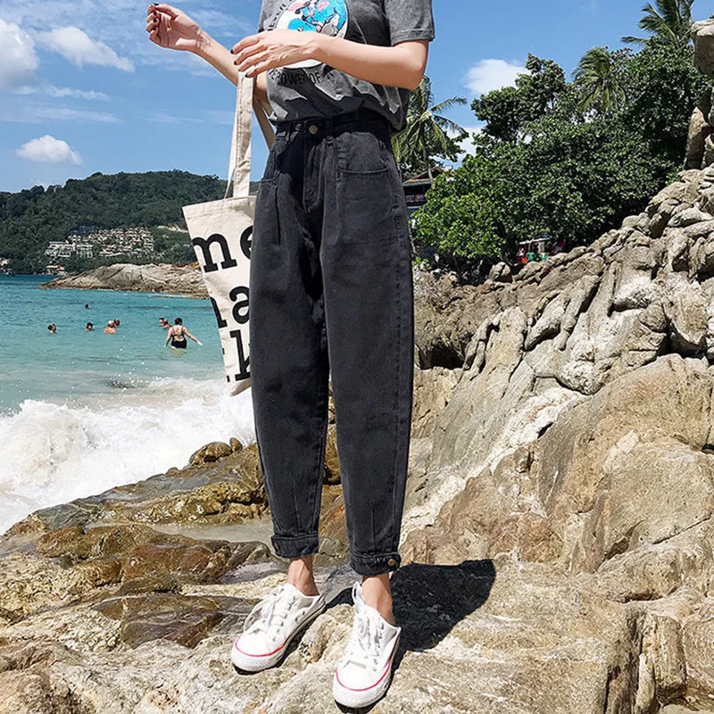 

Denim jeans women Europe and the new Dongyu Zhou with retro waisted Jean Haren pants jeans