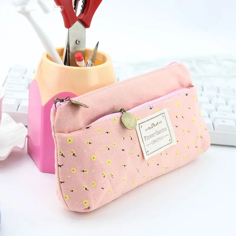 Lovely-Floral-Pencil-Cases-Large-Capacity-Canvas-Double-Zipper-encil-Bag-Students-Stationery-Office-Supplies