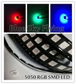

100 pcs 5050 RGB SMD LED RED BLUE GREEN SMT LED PLCC-6 3-CHIPS Light Emitting Diodes Lamp Bead For Car, Boat, Bike DIY