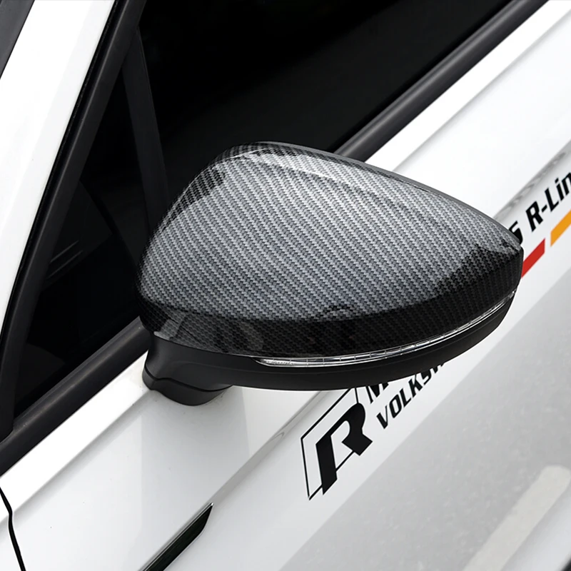

For Tiguan mk2 2016 2017 2018 ABS Carbon fibre Car rearview mirror cover Cover Trim Car Accessories Styling 2pcs