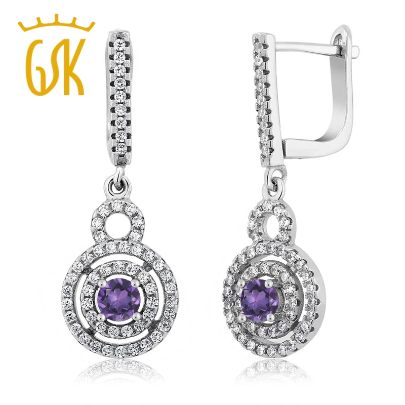 GemStoneKing 925 стерлингового серебра драгоценный камень серьги из камня для женщин 1 46