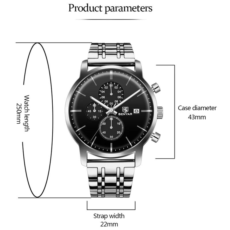 BENYAR мужские часы Новые Топ брендовые Роскошные хронограф спортивные часы мужские часы водонепроницаемые/Кварцевые/часы Relogio Masculino