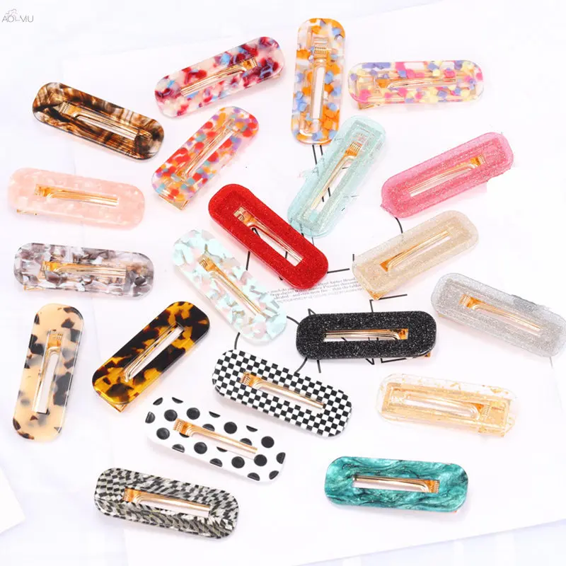 

AOMU Japan Acetate Geometric Rectangle Hair Clips Hairpins for Women Bright Powder Polka Dots Hairgrip Hair Accessories