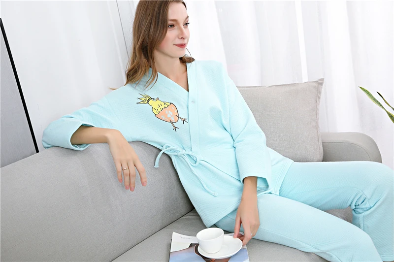 Одежда для беременных пижамы кормление грудью Домашняя одежда Пижама для кормления грудью комплект для беременных Для женщин Зима с длинным рукавом пижамы 2 1 предмет