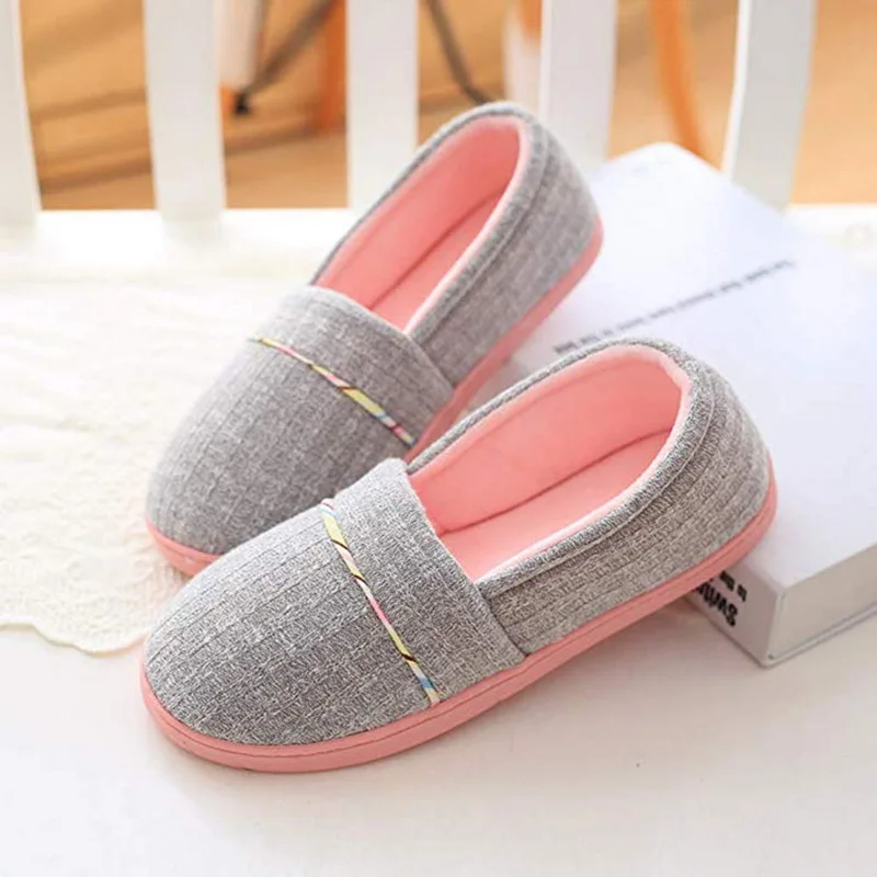 

Women Super Soft Flexible Comfortable Cotton Knit Anti-Slip Rubber Sole House Slipper Washable Slip-On Home Shoes