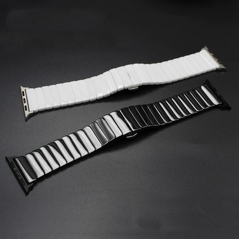 TEAROKE-lujo-cer-mica-para-reloj-de-Apple-38mm-42mm-mariposa-hebilla-cadena-estilo-pulsera-banda (2)