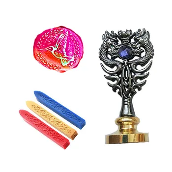 

signature Custom Wax Seal Stamp Kit Flying bird lace Metal Dragon Handle Gift Vintage Package Wedding Invitations Seal Stamp