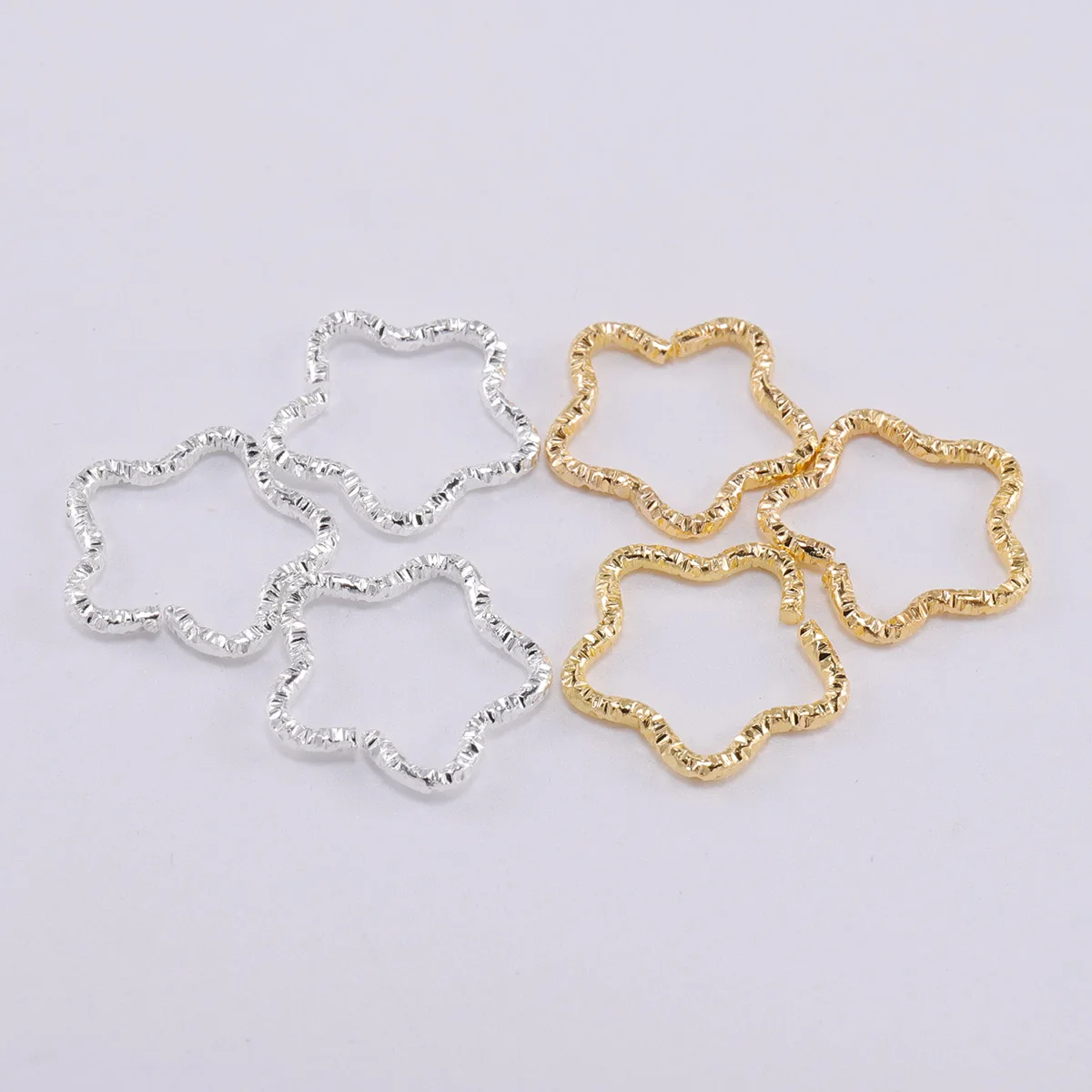 

50pcs/lot 16.5mm New Style Silver Gold star Jump Rings Twisted Split Rings Spacer Connectors For Jewelry Making Making Supplies