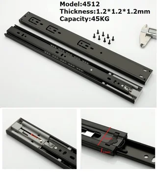 

Premintehdw push to open rebound heavy 3 folds ball bearing furniture drawer slide side mount full extension