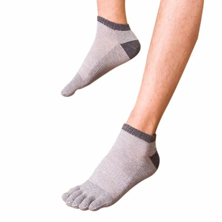 Men's Five Toe Cotton Ankle Socks Pure happy Trainer Corap Finger Socks