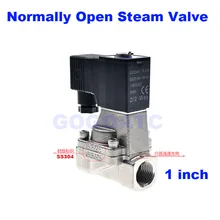 AIRTAC нормально открытый высокая температура паровой клапан 7 бар 2 способ соленоида Нержавеющая сталь SUS304 водяной клапан 1 дюймов AC220V PTFE