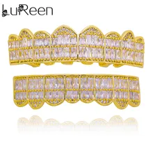 LuReen Gold Grillz верхние и нижние грили зубные хип-хоп зуб гриль Зубы вампира шапки Рэппер рот ювелирные изделия PartyXHYT1120