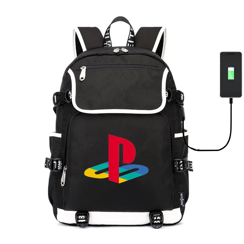 Парусиновый рюкзак для Playstation с зарядкой через usb школьные сумки PS4 сумка плечо