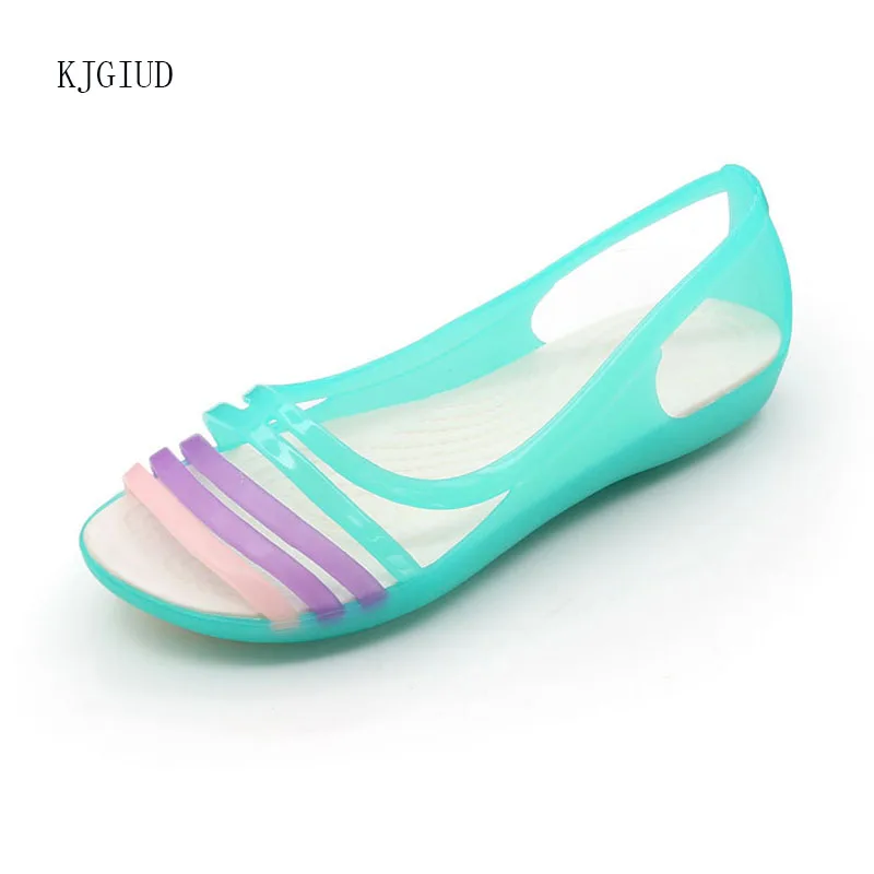 Г., новые удобные летние женские сандалии на плоской подошве, Студенческая мягкая резиновая пляжная обувь повседневные прозрачные пластиковые сандалии для женщин