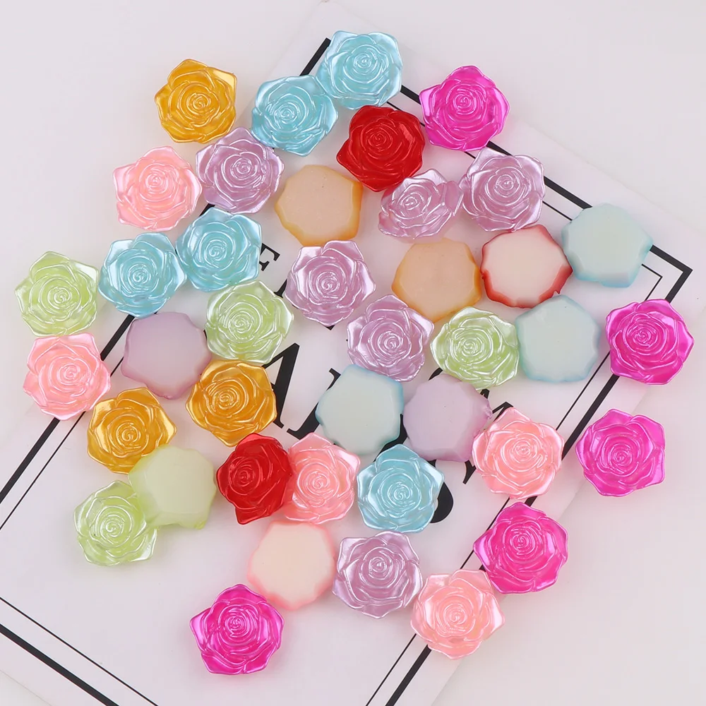 30pcs/lot 17mm Mix Color Half ABS Imitation Pearl Beads Flower Shape Flat Back Scrapbook Craft DIY Jewelry Findings