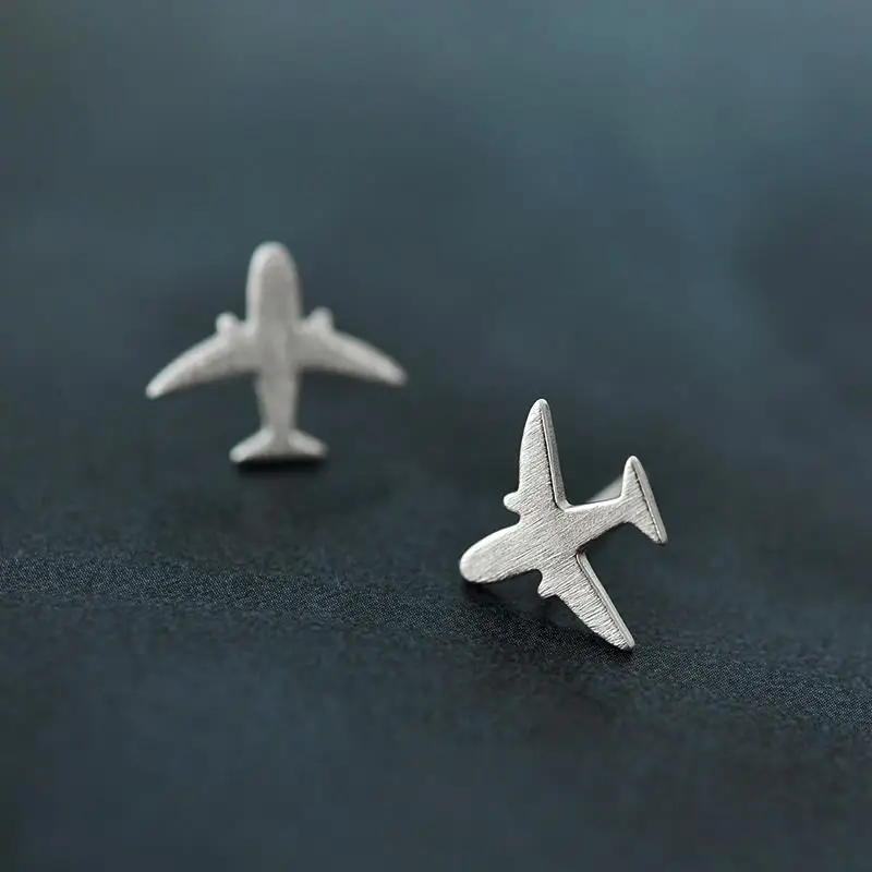 925 Sterling Silver Plane Stud Earring Jewelry Luxury Women Party 925 Sterling Silver Plane Stud Earring Jewelry Luxury Women Party Airplane Gift Spring Engagement Cute Lady Aircraft In Earrings From