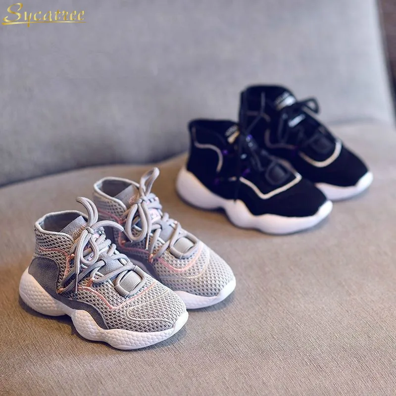 

Sycatree 2019 Spring Summer Children White Black Casual Shoes Trainer Baby Boy Girls High Top Sock Shoes Sneaker Sport Shoes