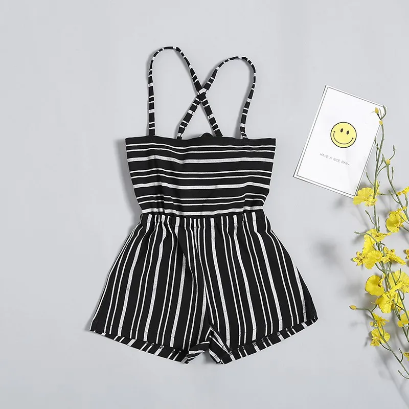 

Cute Kids Girls Casual Bib Pant Striped Print Strap Sleeveless Backless Bodysuit Kids Girls Jumpsuit Overalls Newborn Clothes