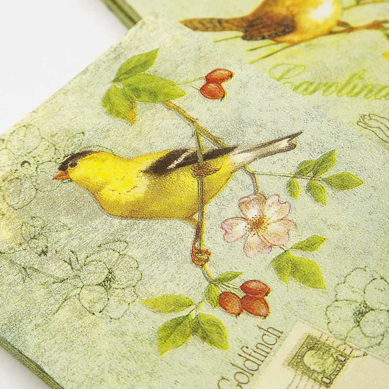 Гость бумажные салфетки-15 шт. размером 33*40 см 3-слойные фанерные жёлтая птица в винтажном стиле Бумага салфетки для декупажа светло-зеленого цвета бумажные салфетки-4NG1975