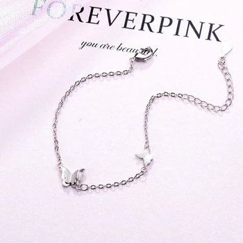 

Handmade Scrub Stereo Double Butterfly Plated Fresh Literature Art Gift 925 Sterling Silver Female Resizable Bracelets SBR074