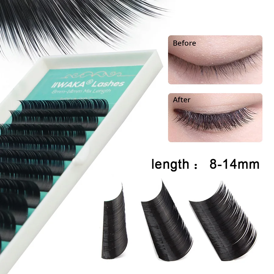 New Design IIWAKA Brand 1 piece All sizes black individual eyelash