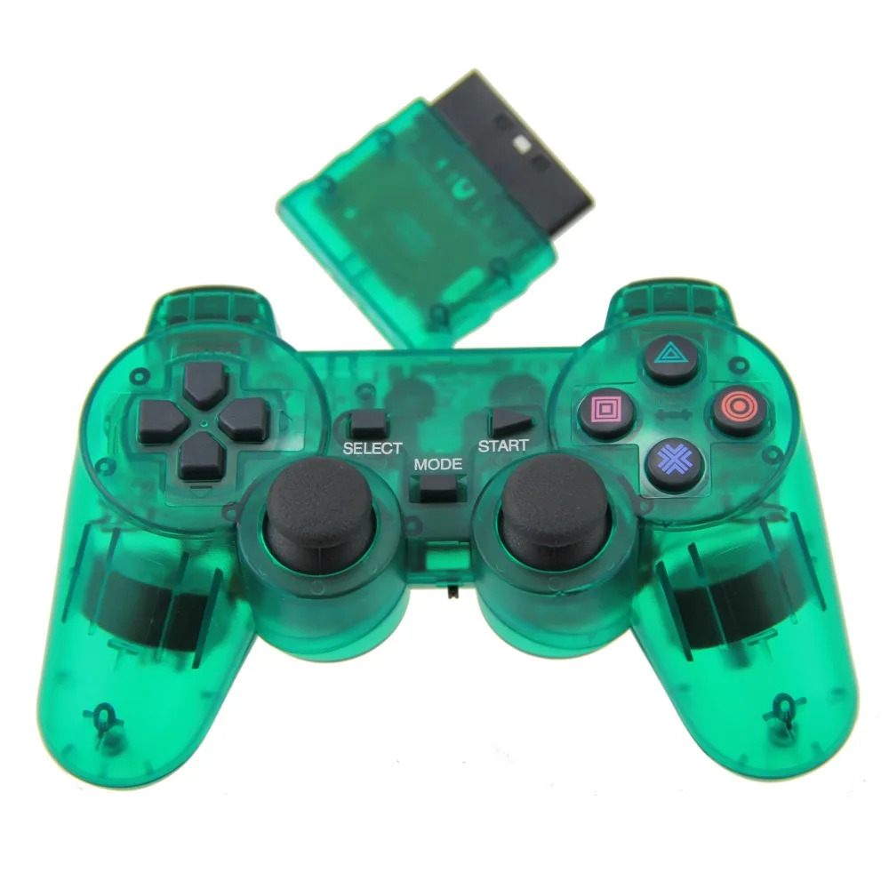 Clear Green For PS2 Game Controller Wireless Double Vibration Joystick