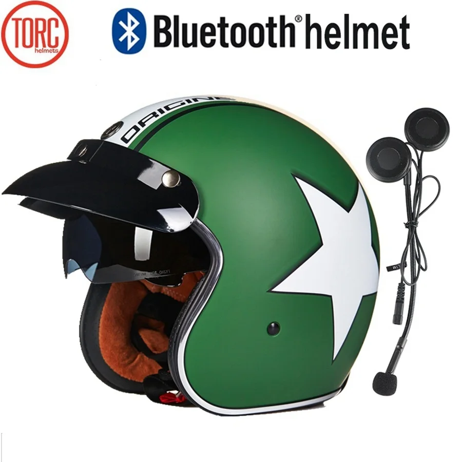 US $103.52 Free shipping 1pcs 34 Half Open Face Helmet Wireless Headphones Built in Sun Visor Motor Cycling Bike Motorcycle Helmets