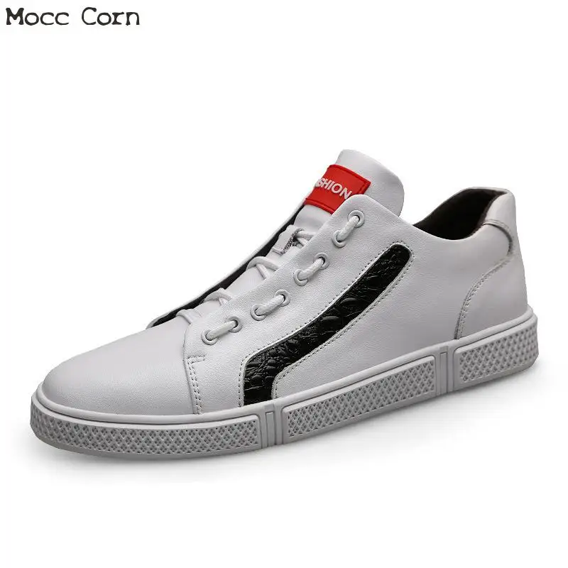 Masculino High Top Noir Chaussures Véritable Hommes Adulto De blanc Sport Plat Cuir Blanc Baskets En Décontractées Tenis Pour Formateurs hQrdtCBsx