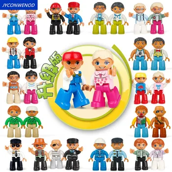 

Family&Community Series Action Figures Building Blocks Mom Dad Kids Model Education Toys Compatible With DuploINGlys
