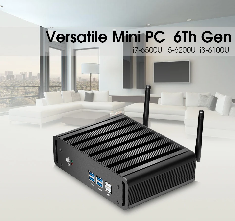 Оконные рамы 10 Мини ПК Intel Core i7 6500U i5 6200U i3 6100U 8 Гб оперативная память 240 SSD 300 м Wi Fi Gigabit Ethernet HTPC 4 KUHD HDMI VGA 6 * USB