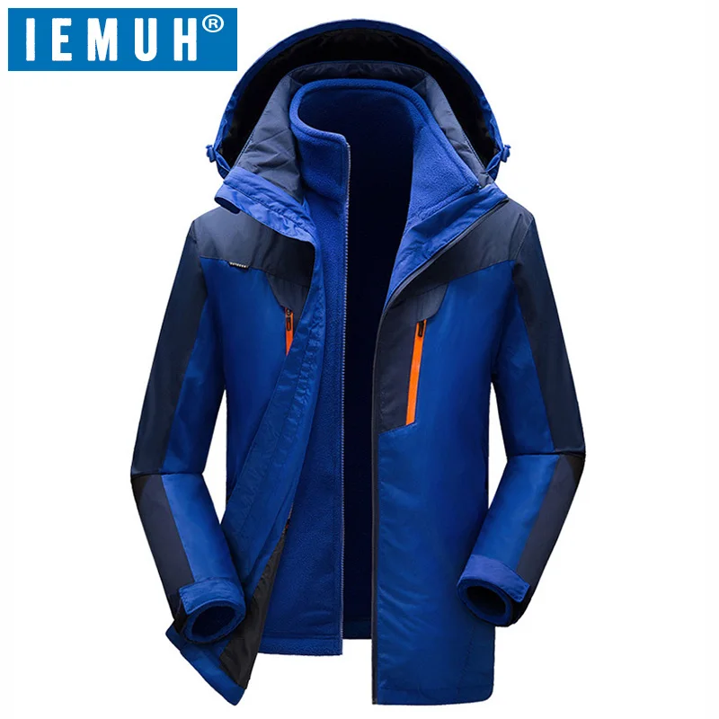 Iemuh ماركة L-5XL الرجال سترة الشتاء للتزلج على الجليد الرجال 3in 1 الدافئة للماء ويندبروف تنفس التزلج