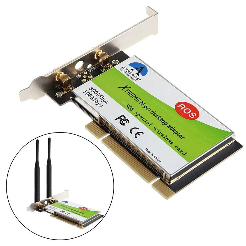 Высокое качество AR9223 PCI 300M 802.11b/g/n беспроводная WiFi карта для настольного ноутбука wifi беспроводной адаптер с антенной 6 дБ