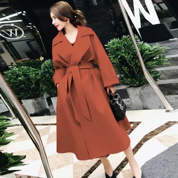 

Noble long sleeve Autumn Wool coat women s Europe style large size feminino ladies Slim Overcoat Trench long woolen coats