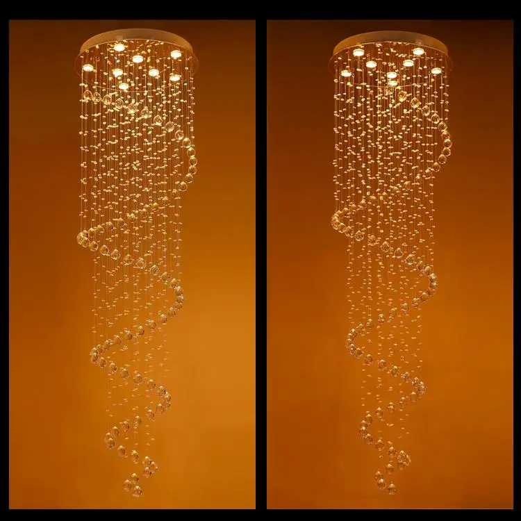 

Crystal combination Stair lamp k9 crystal lamp stair lamp pendant light spiral crystal pendant lamp living room lights