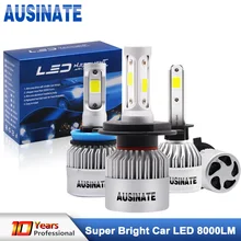 Turbo H1 светодиодный автомобилей головной светильник H4 высокое для ближнего и дальнего света светодиодный лампы на основе технологии COB H3 H7 H8 H9 H11 H13 HB3 HB4 H27 светодиодный туман светильник 6500K 72W фары для 8000LM
