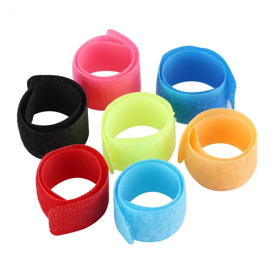 50pcs Tape Straps Cable Ties Reusable Fastening Wire Organiser Cord Lead Straps