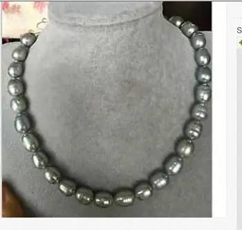 

south sea12-14mm baroque silver grey pearl necklace 19"14k KKK