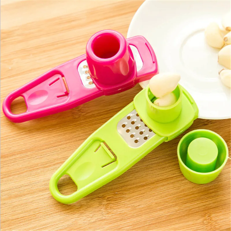 

1pc Garlic Press Ginger Grinding Grater Planer Slicer Cutter Multi-functional Mini Kitchen Cooking Gadgets Tools Stainless Steel