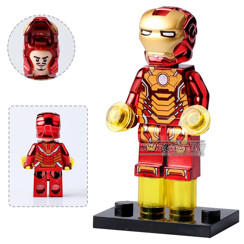 

Single Sale Electroplate MARK42 Iron Man Tony Stark Super Heroes AVENGERS Assemble minifig Model Building Blocks Kids Toys
