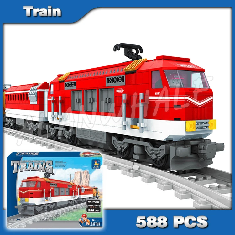 

588pcs Train Creator Classical Cargo Trains Red Locomotive 25807 Model Building Blocks Bricks Railway Toys Compatible with Lego