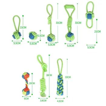 

7pcs Pet Dogs Rope Toys Cotton Knot Puppy Safe Chewing Teething Toys Teeth Cleaning Pet Playing Ball For Small Medium Large Dogs