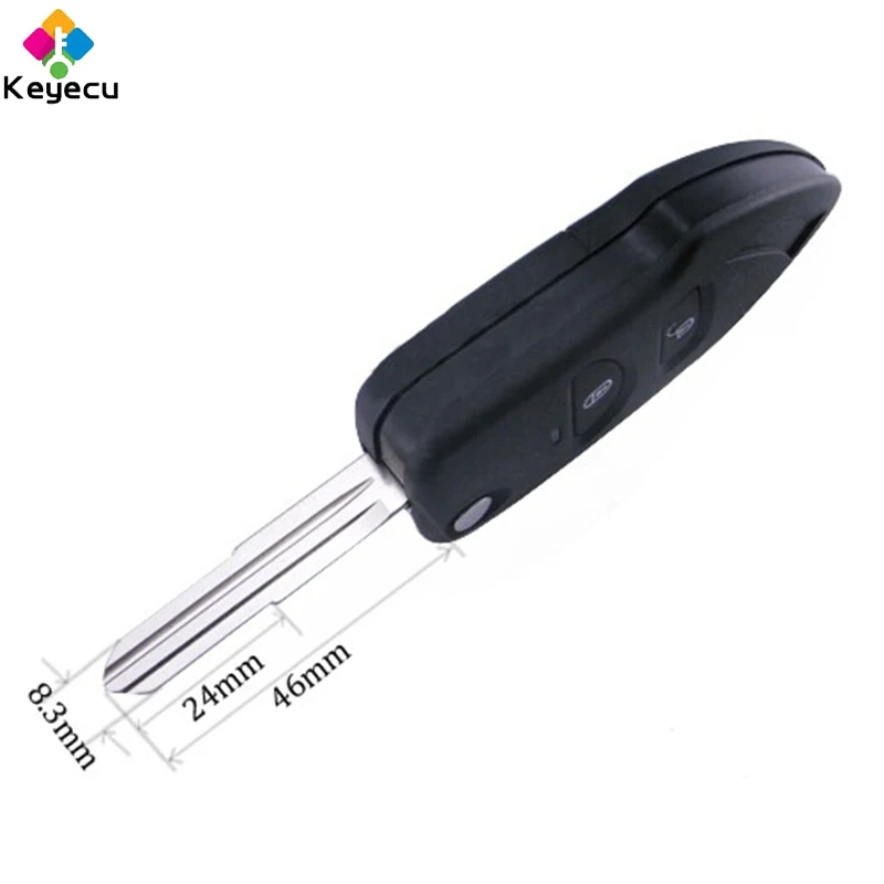 Replacement Modified Flip Remote Car Key Shell-2/ 2 + 1/ 3 Buttons & Uncut Blade-FOB For Hyundai Santa Fe / Tucson IX35