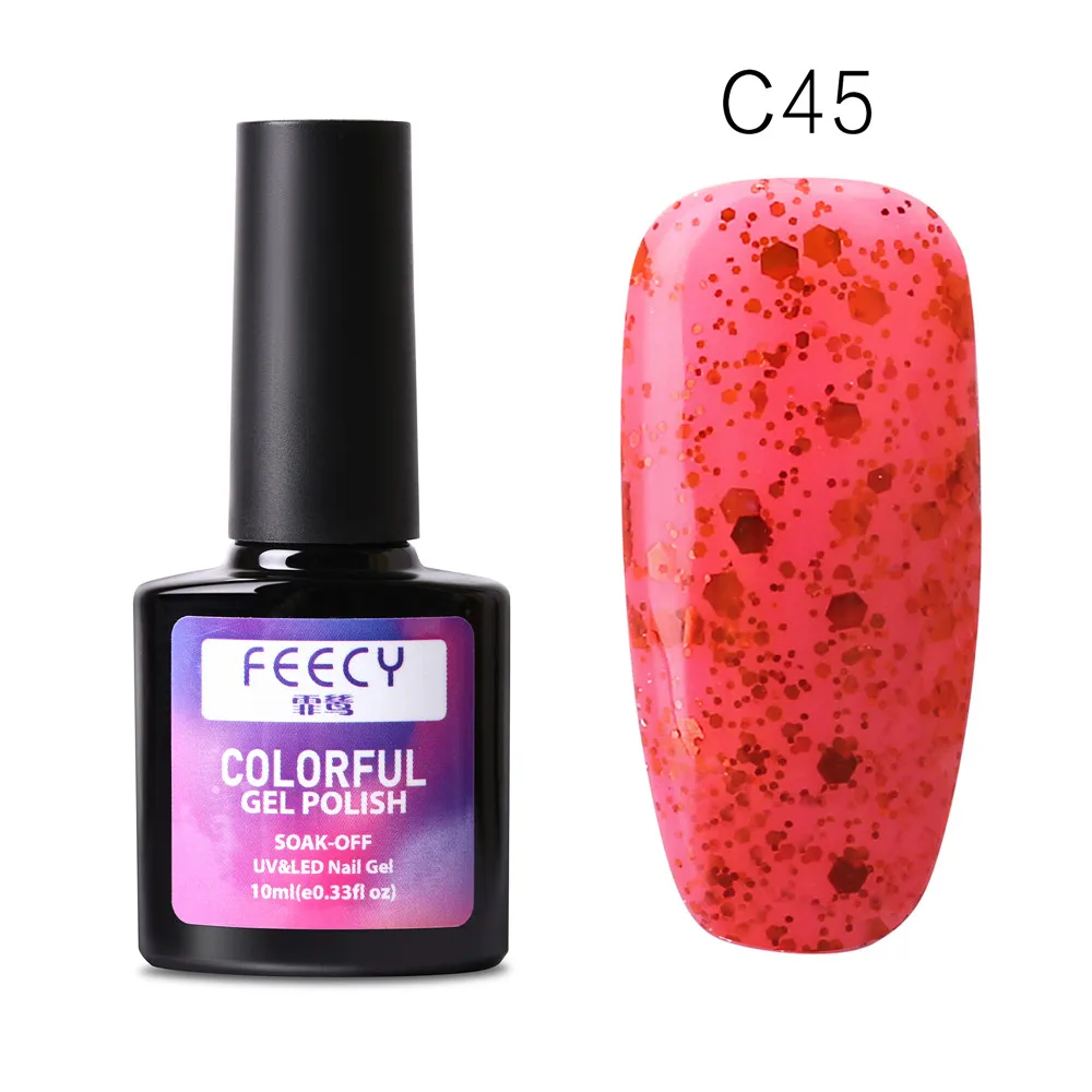 Feecy C45 Художественный Гель-лак для ногтей 10 мл гель УФ светодиодный Гель-лак замачиваемый лак для ногтей основа верхнее покрытие гель-краска DIY Дизайн ногтей маникюр Гель-лак - Цвет: Feecy C45